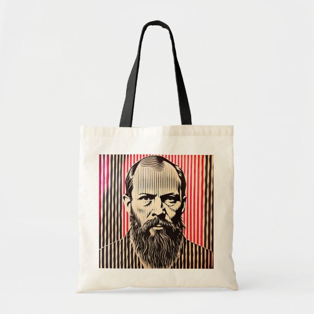 Dostoevsky in BAUHAUS optical illusion style Tote Bag (Front)