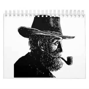 Dot and Line Portrait: Wise Old Man Smoking a Pipe Calendar