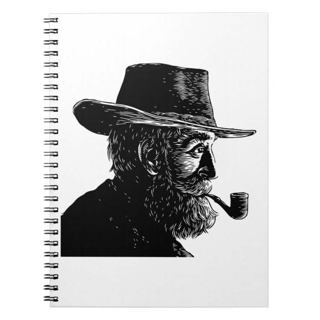 Dot and Line Portrait: Wise Old Man Smoking a Pipe Notebook (Front)
