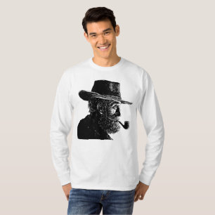 Dot and Line Portrait: Wise Old Man Smoking a Pipe T-Shirt