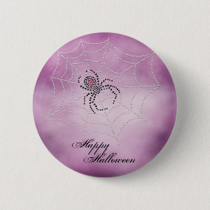 Dot Art Black Widow Spider in Web 6 Cm Round Badge