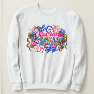Dot Crack Bam Funny Mahjong Pink Blue Chinoiserie Sweatshirt