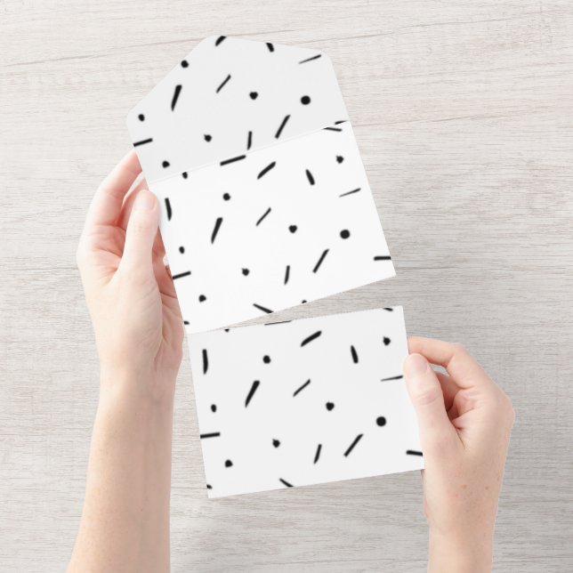 Dot, Dark Grey, Charcoal All In One Invitation (Tearaway)