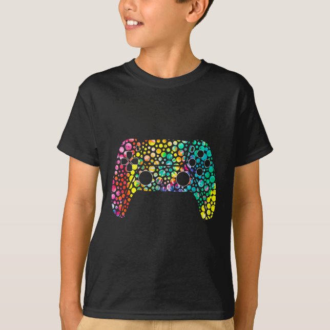 Dot Day Gamers Boy Game Controller Colourful Polka T-Shirt (Front)