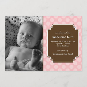 Dot Delight Baby Girl Birth Announcement