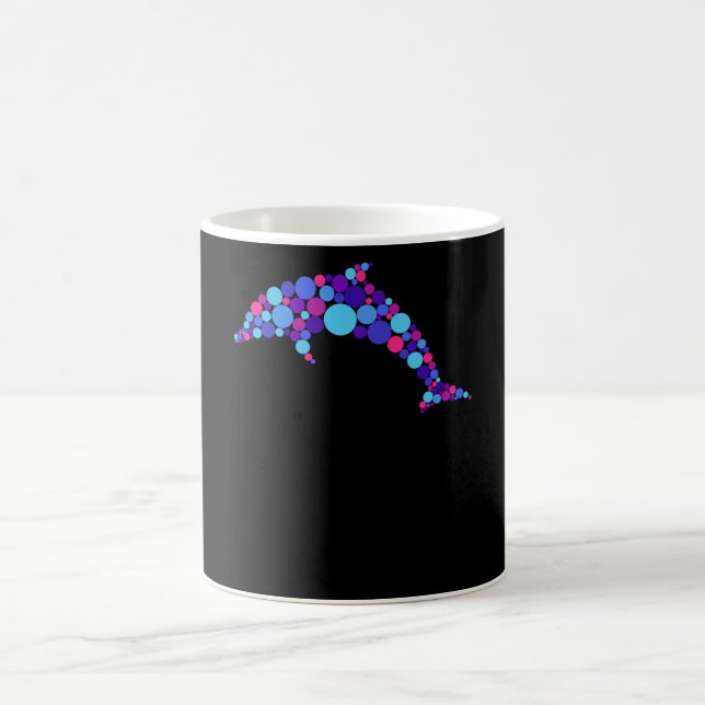 Dot Dolphin Colorfull Abstract Sea Animal Coffee Mug (Center)