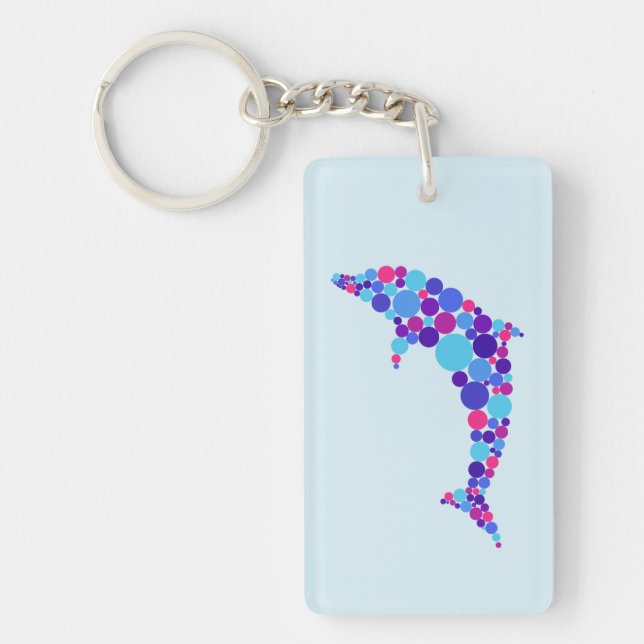 Dot Dolphin Colorfull Abstract Sea Animal Key Ring (Front)