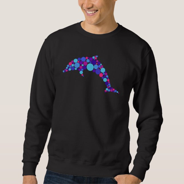 Dot Dolphin Colorfull Abstract Sea Animal Sweatshirt (Front)