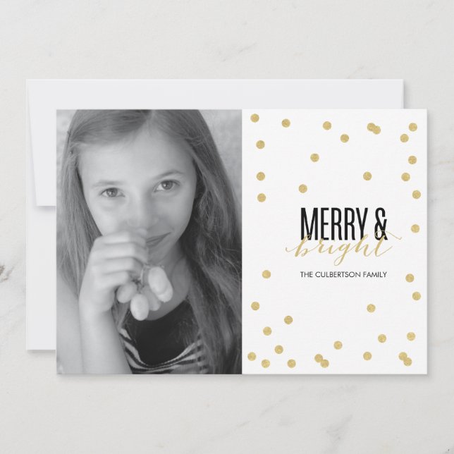 Dot Gold Festive Holiday Photo Card (Front)