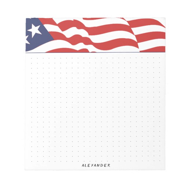 Dot Grid Independence Day American Flag Graphic Notepad (Front)