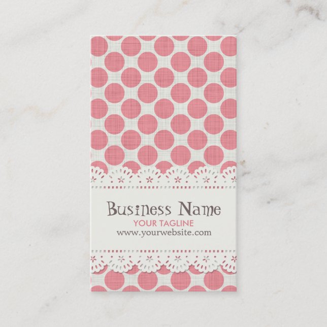 Dot & Lace Pattern Business Card (Front)