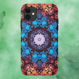 Dot Mandala Blue Red and Orange Case-Mate iPhone Case