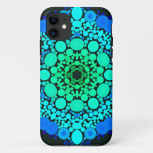 Dot Mandala Flower Blue and Green Case-Mate iPhone Case