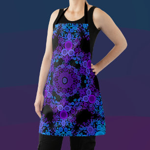 Dot Mandala Flower Blue and Purple Apron