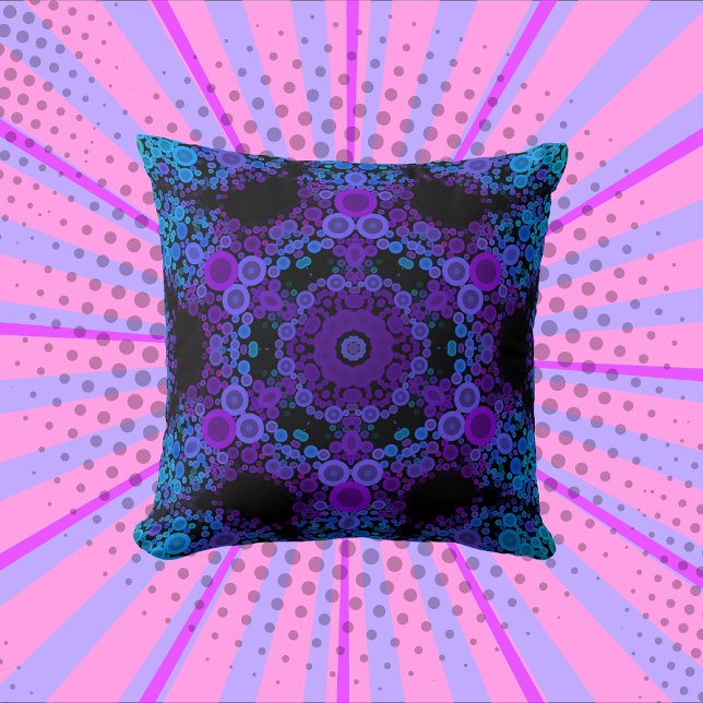Dot Mandala Flower Blue and Purple Cushion (Creator Uploaded)