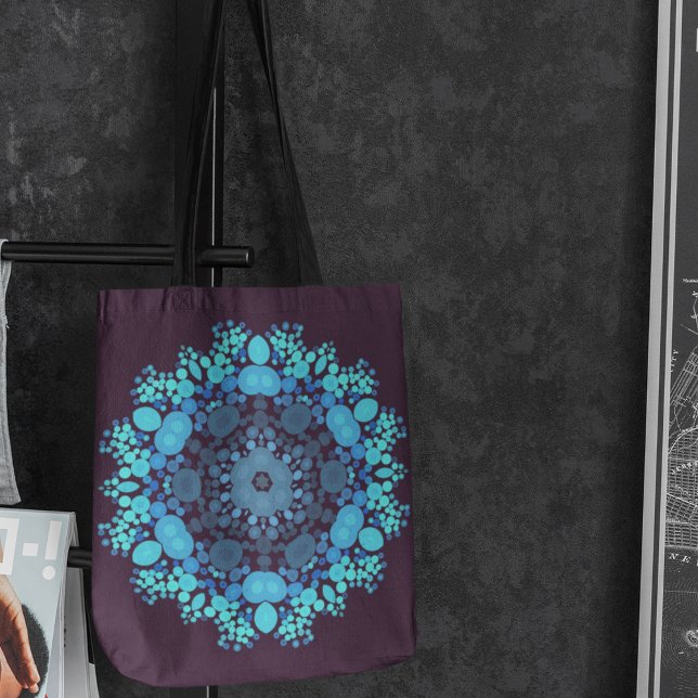 Dot Mandala Flower Blue and Purple Tote Bag (Creator Uploaded)