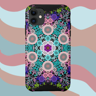 Dot Mandala Flower Blue Green and Pink