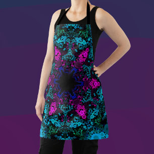 Dot Mandala Flower Blue Green and Pink Apron