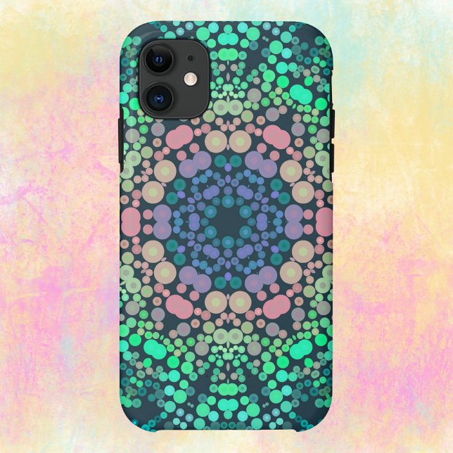 Dot Mandala Flower Blue Green and Pink Case-Mate iPhone Case (Creator Uploaded)