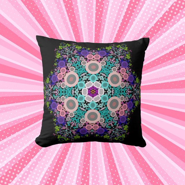 Dot Mandala Flower Blue Green and Pink Cushion (Creator Uploaded)