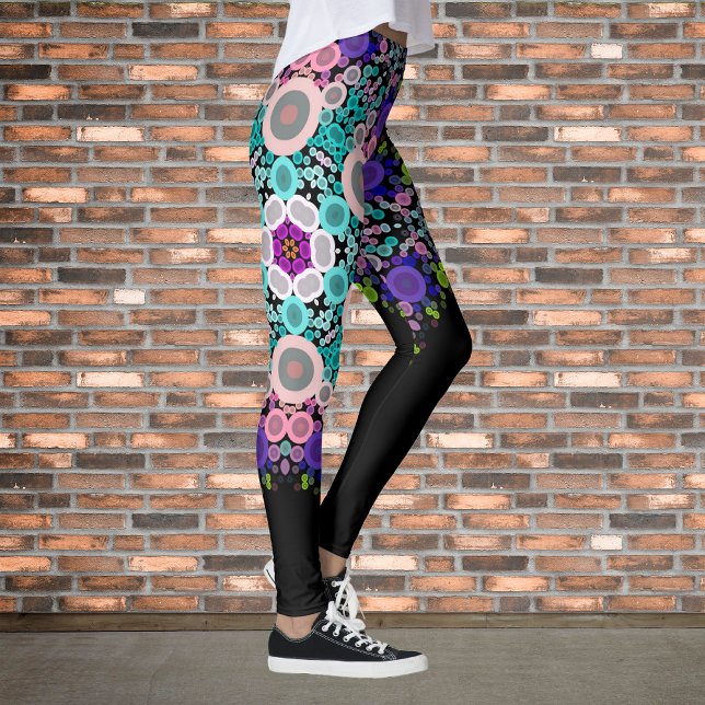 Dot Mandala Flower Blue Green and Pink Leggings (Creator Uploaded)