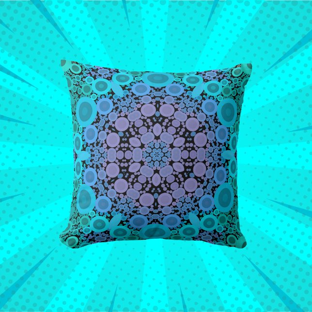 Dot Mandala Flower Blue Green and Purple Cushion (Creator Uploaded)