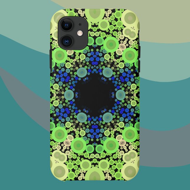Dot Mandala Flower Blue Green and Yellow Case-Mate iPhone Case (Creator Uploaded)