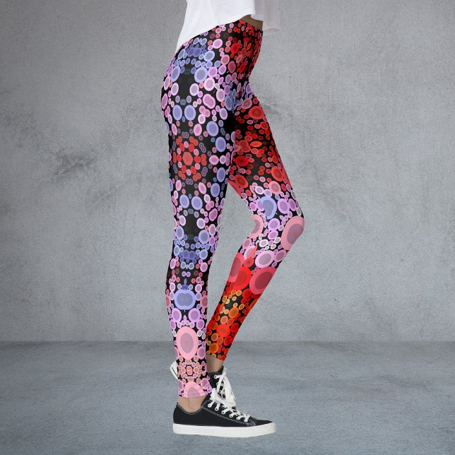 Dot Mandala Flower Blue Red and Pink Leggings (Creator Uploaded)