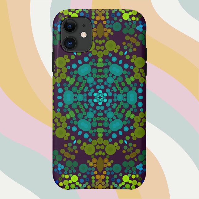 Dot Mandala Flower Blue Yellow and Pink Case-Mate iPhone Case (Creator Uploaded)