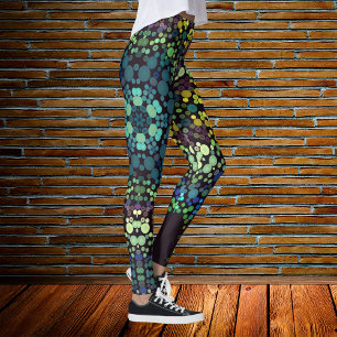 Dot Mandala Flower Blue Yellow and Purple Leggings
