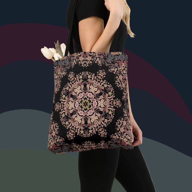 Dot Mandala Flower Brown and Grey Tote Bag (Creator Uploaded)