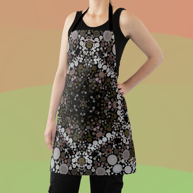 Dot Mandala Flower Brown and White Apron (Creator Uploaded)