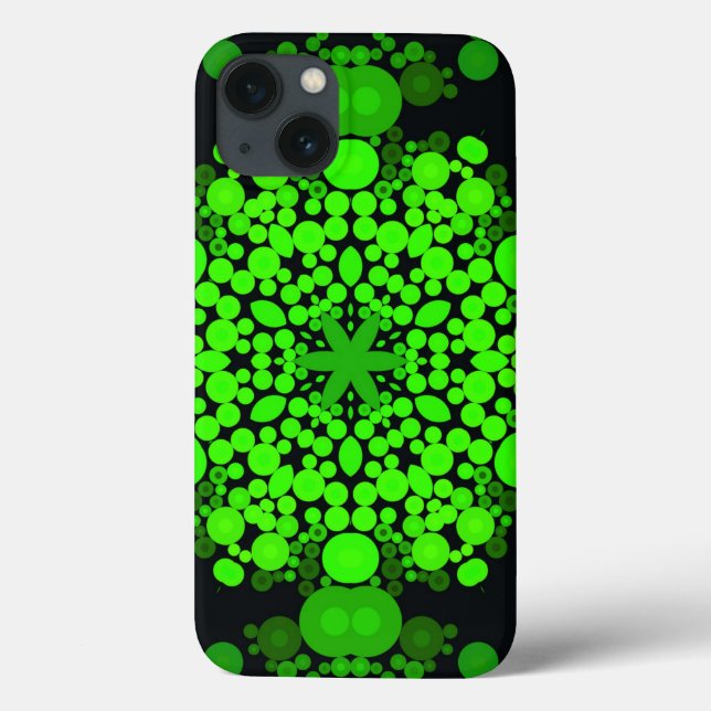 Dot Mandala Flower Green and Black Case-Mate iPhone Case (Back)