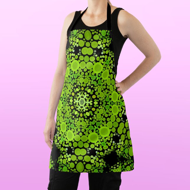 Dot Mandala Flower Green Apron (Creator Uploaded)