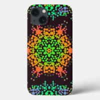 Dot Mandala Flower Green Orange and Blue