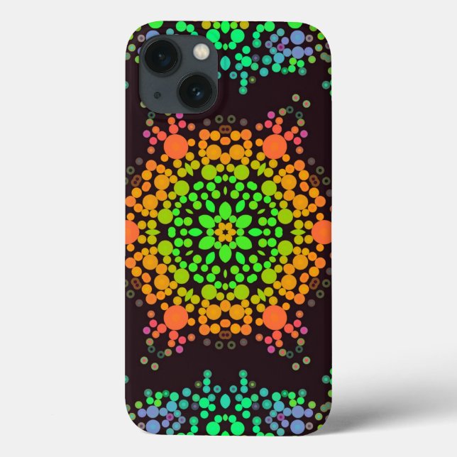 Dot Mandala Flower Green Orange and Blue Case-Mate iPhone Case (Back)