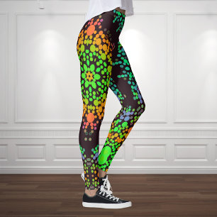 Dot Mandala Flower Green Orange and Blue Leggings