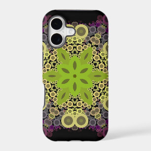 Dot Mandala Flower Green Yellow and Purple