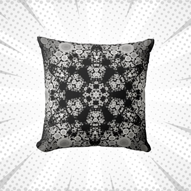 Dot Mandala Flower Grey and Black Cushion (Creator Uploaded)