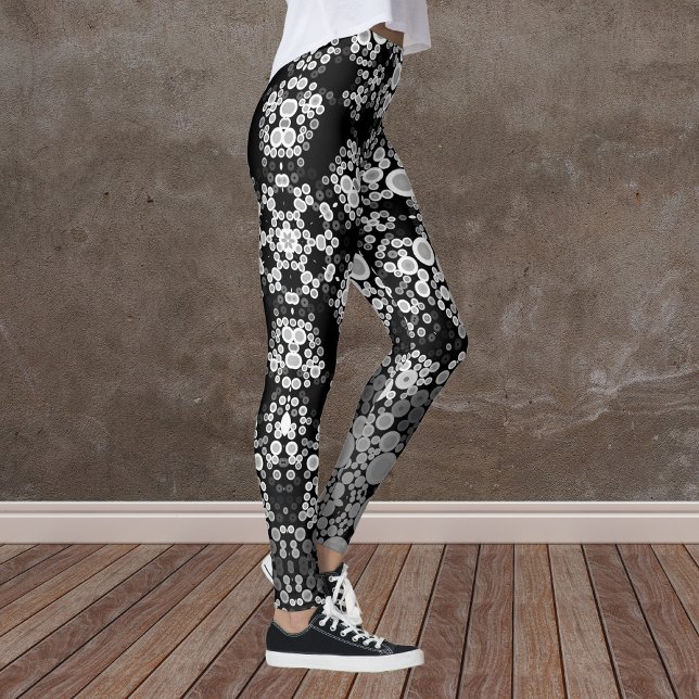 Dot Mandala Flower Grey and Black Leggings (Creator Uploaded)
