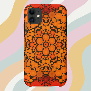 Dot Mandala Flower Orange and Black Case-Mate iPhone Case