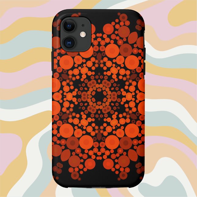 Dot Mandala Flower Orange and Black Case-Mate iPhone Case (Creator Uploaded)