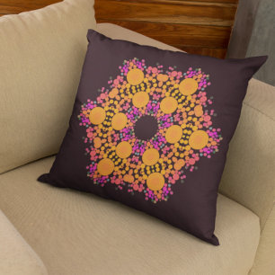 Dot Mandala Flower Orange and Pink Tote Bag Cushion