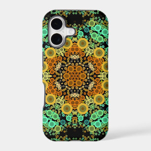 Dot Mandala Flower Orange Green and Blue