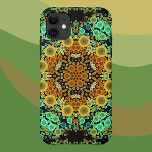 Dot Mandala Flower Orange Green and Blue Case-Mate iPhone Case