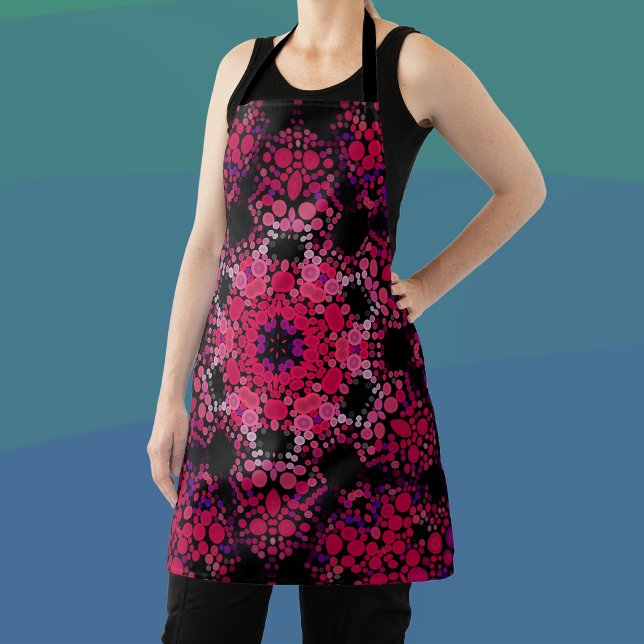 Dot Mandala Flower Pink and Purple Apron (Creator Uploaded)