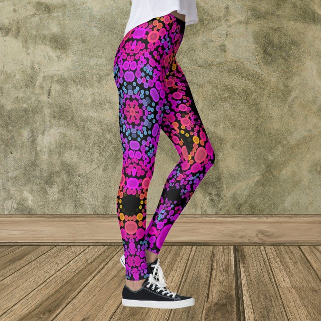 Dot Mandala Flower Pink Blue and Orange Leggings (Creator Uploaded)