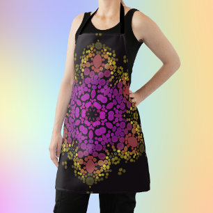 Dot Mandala Flower Pink Yellow and Black Apron