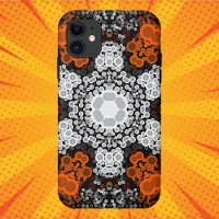 Dot Mandala Flower White Orange and Black