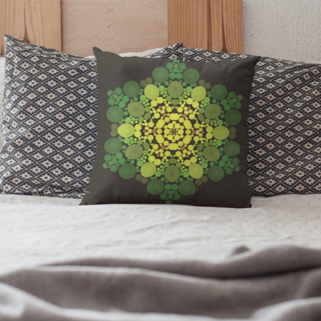 Dot Mandala Flower Yellow and Green Cushion (Creator Uploaded)